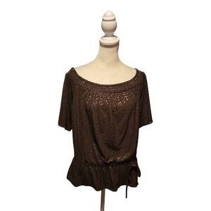 White House Black Market Expresso Off The Shoulder Peplum Top Size Small